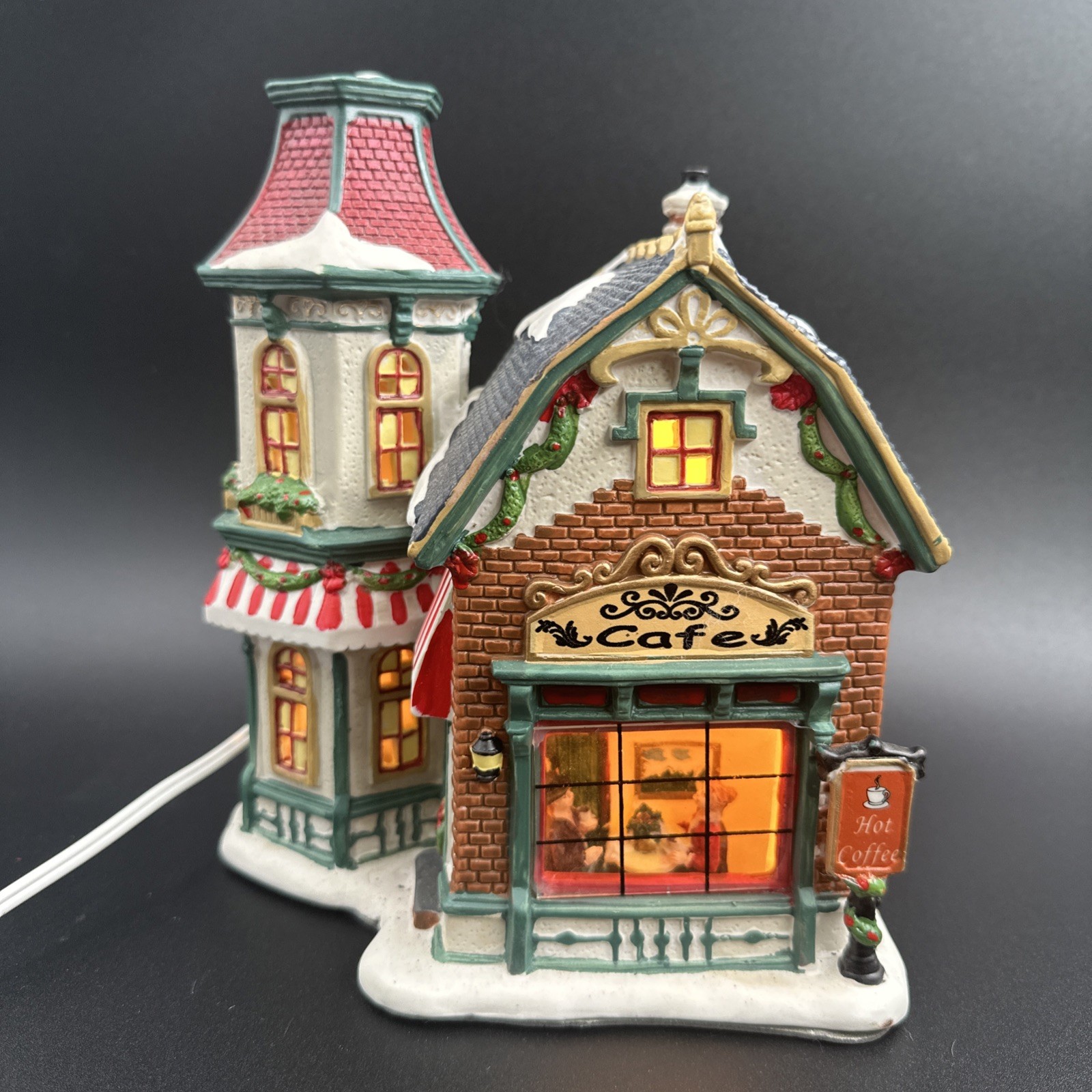 Lighted Christmas Village Cafe Building Porcelain Ceramic Tested w/Bulb Holiday
