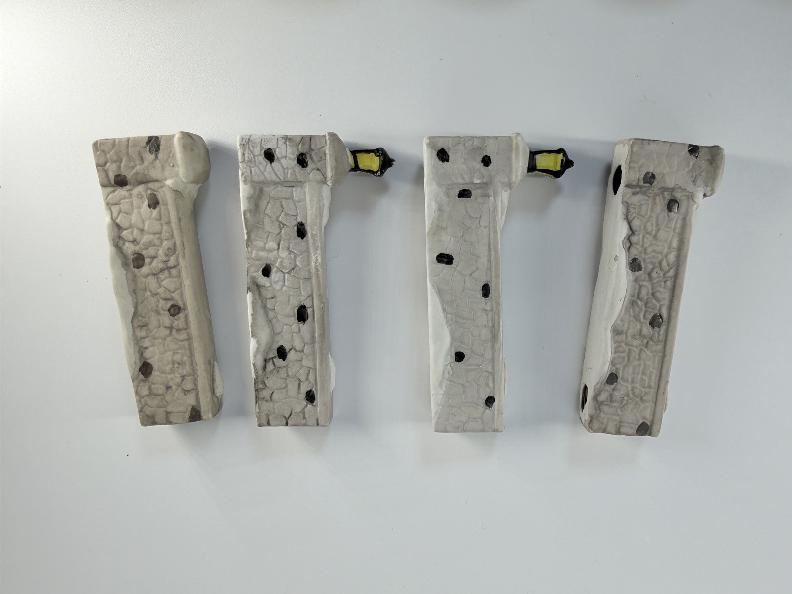 Lemax Christmas Village Stone Wall Set of 4 Lighted Pieces