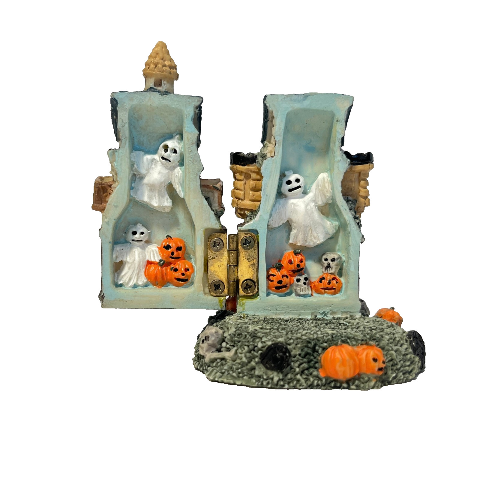 Vintage Halloween Miniature Houses (3) Open To Interior Spooky Scenes, HTF