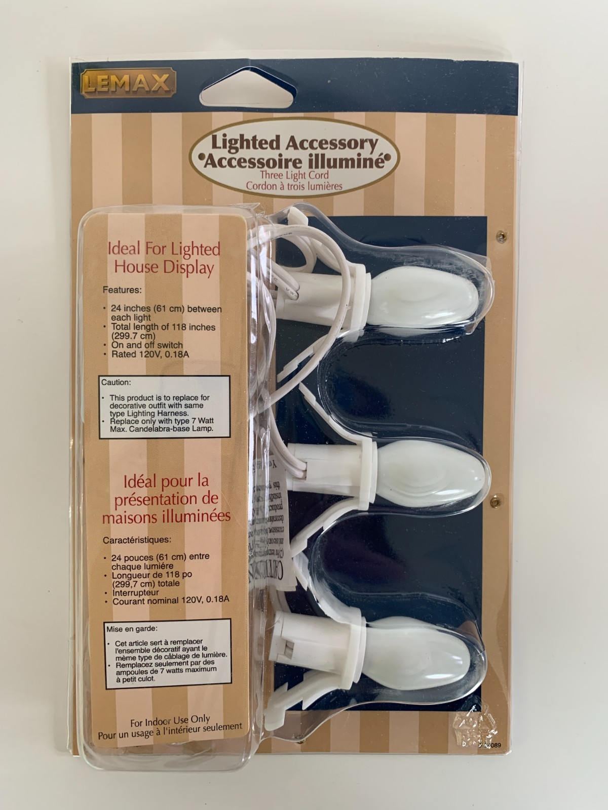 Lemax 3 LIGHT CORD Lighted Accessory #44089 ON/OFF Switch