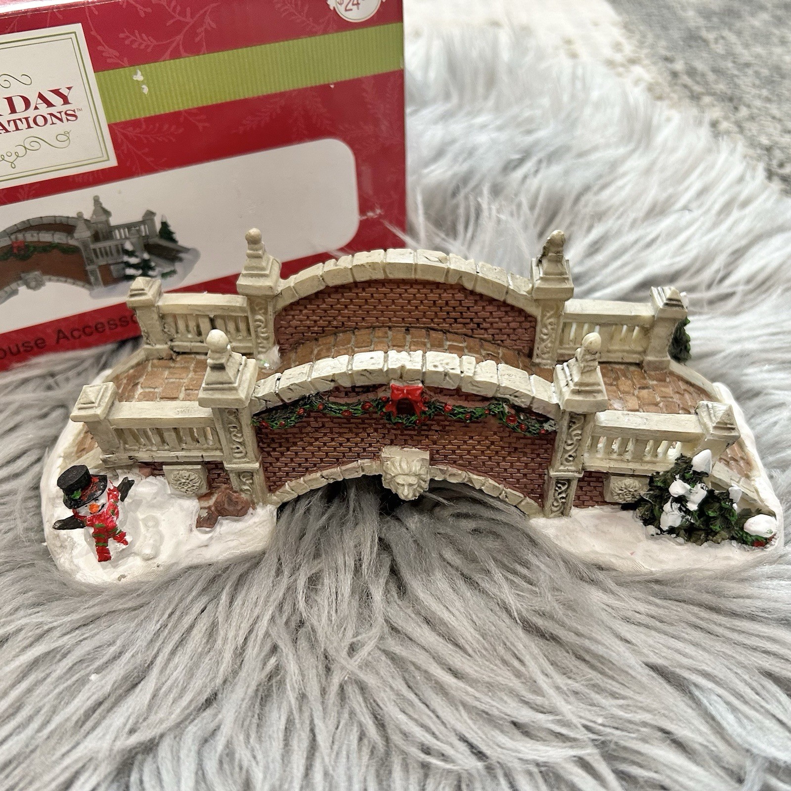 Holiday Inspirations Holiday Village Bridge Accessory With Snowman
