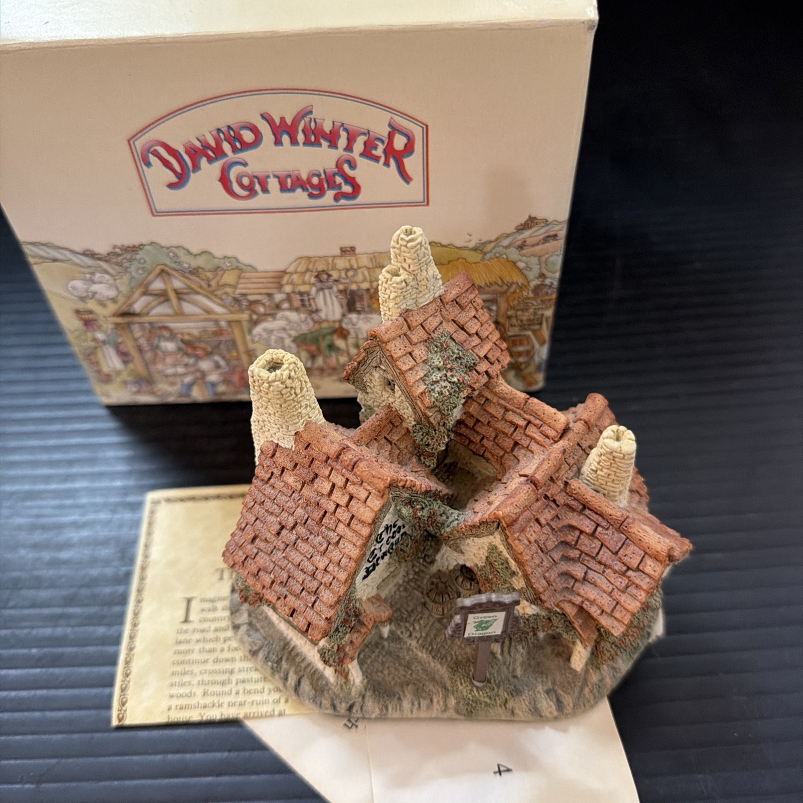 Green Dragon Pub by David Winter (1983) with original plastic sign