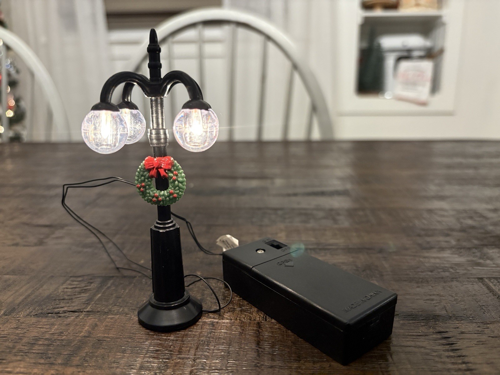 Mini Village Post Lighted Lamp Christmas Village Decor