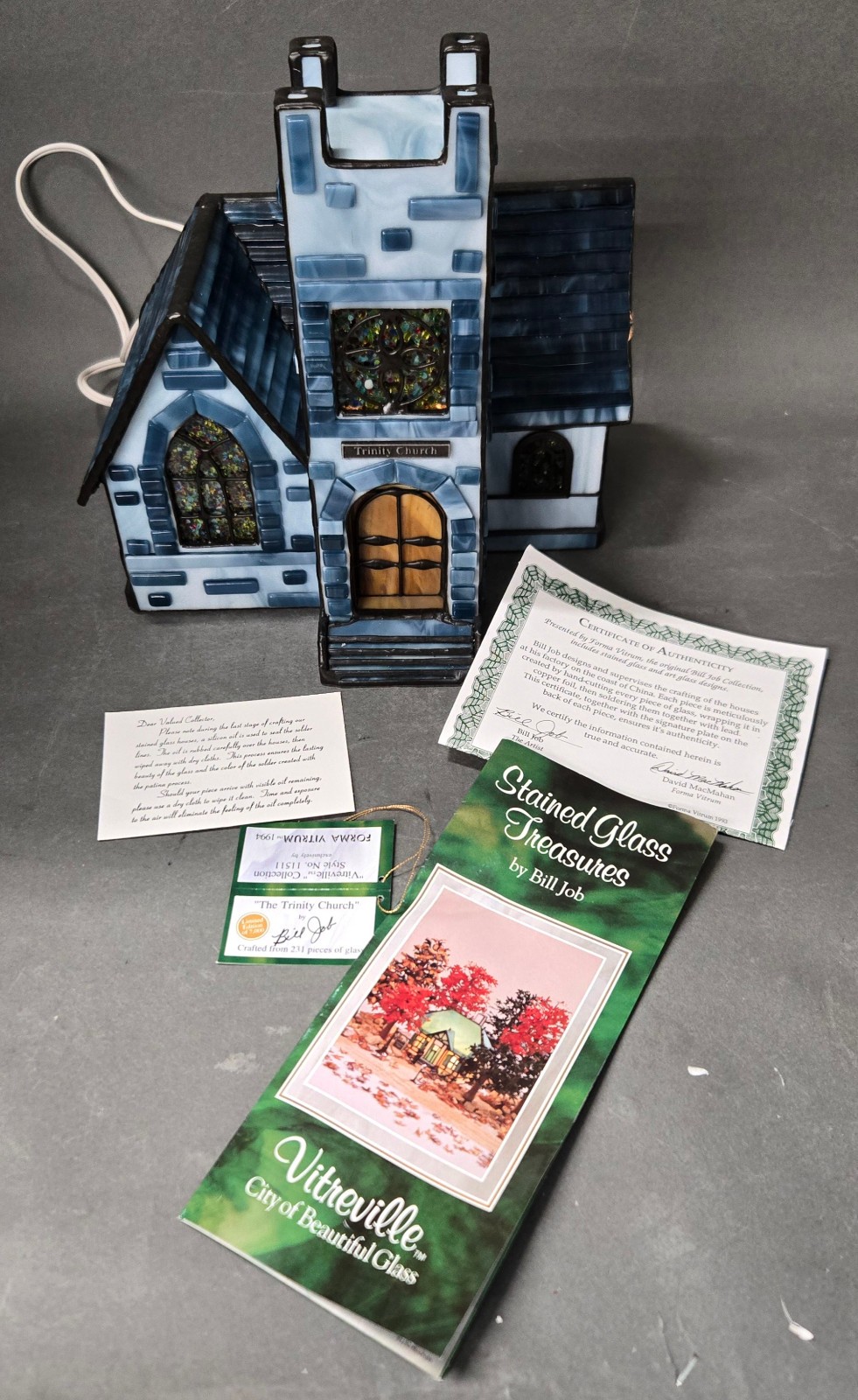 Vintage 90s Forma Vitrum Vitreville Trinity Church Stained Glass House Bill Job