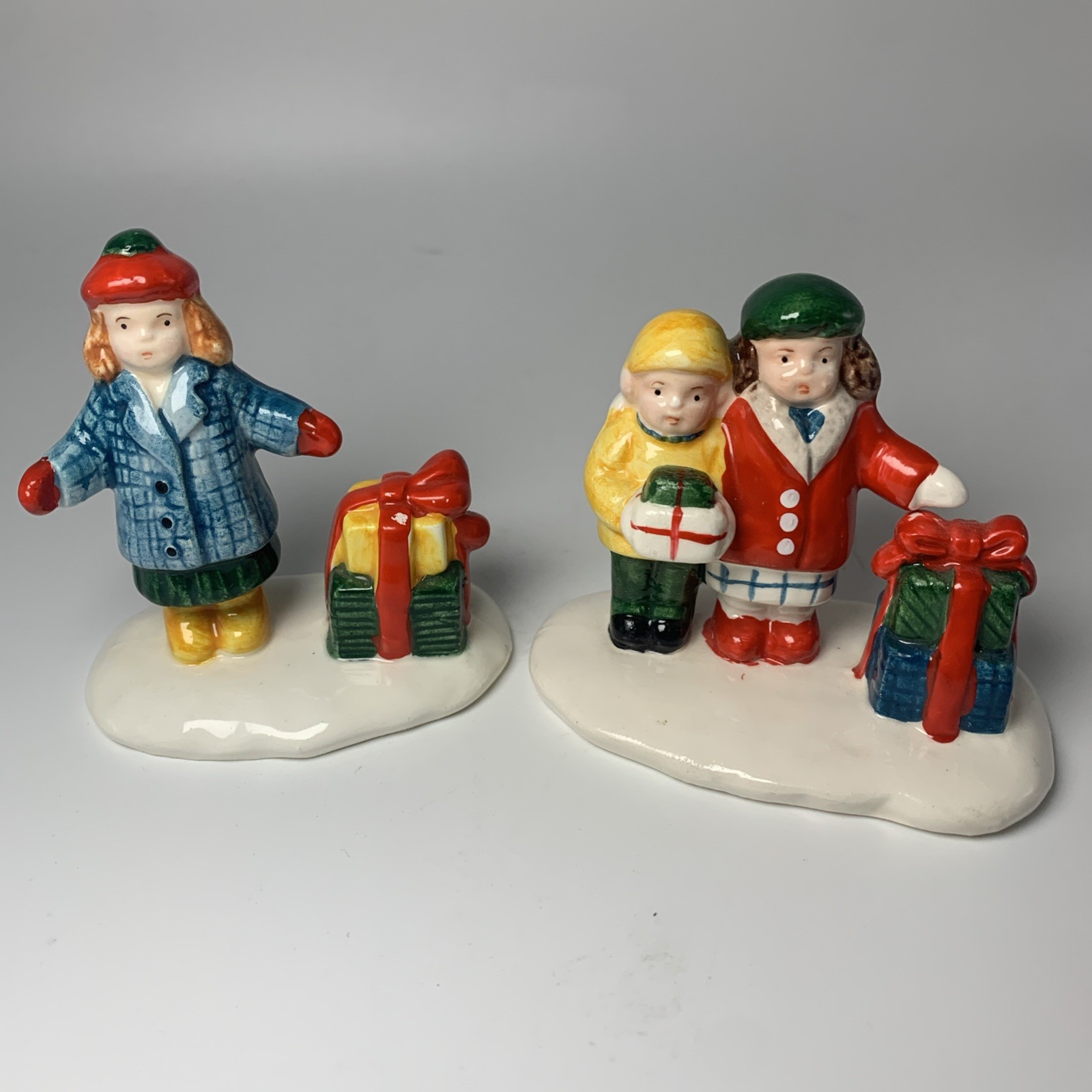 Dept. 56 Snow Village “Shopping Girls with Packages” Handpainted Ceramic