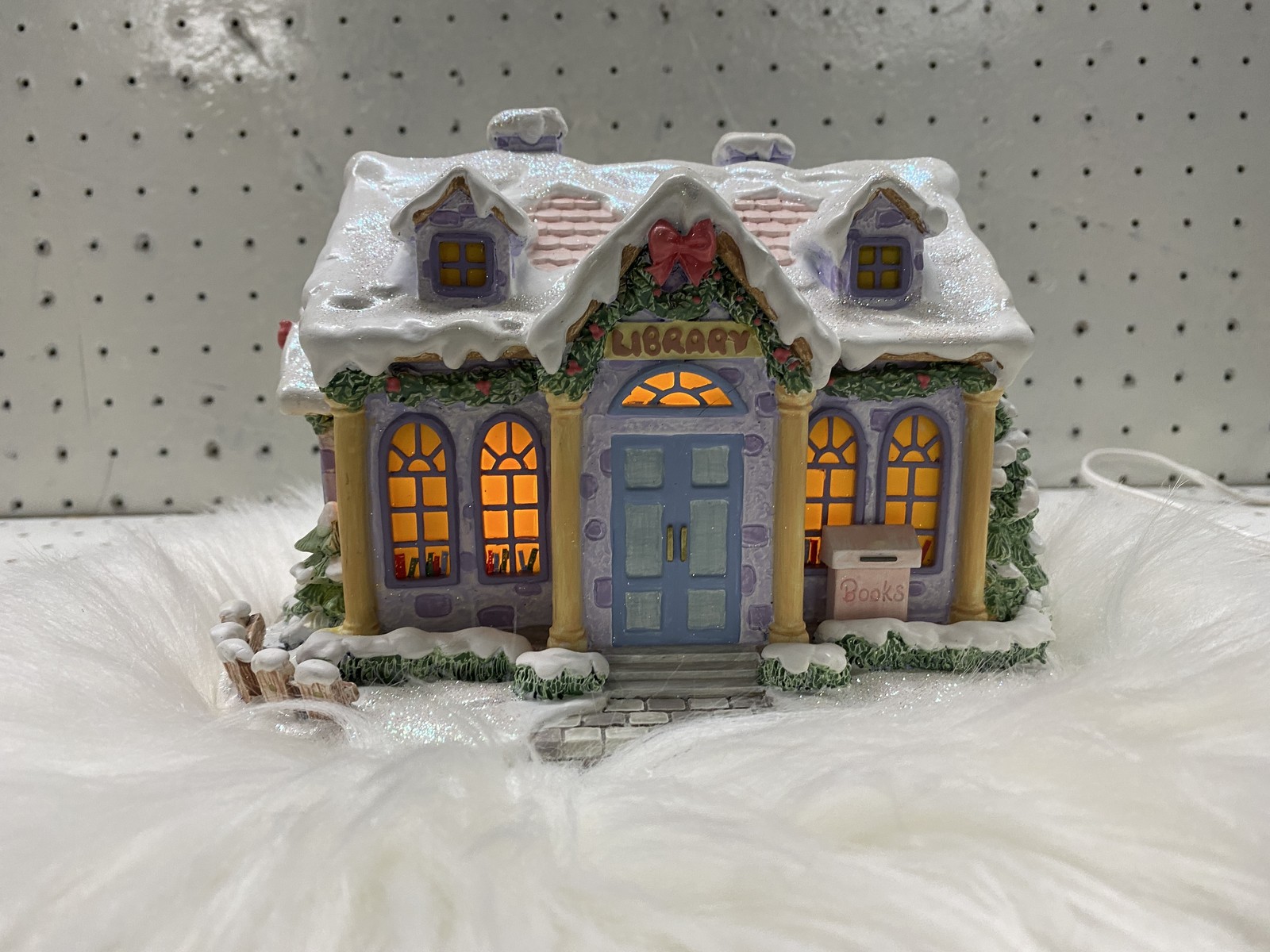 Vintage Hawthorne Village Precious Moments Library Lighted House Multi-Color