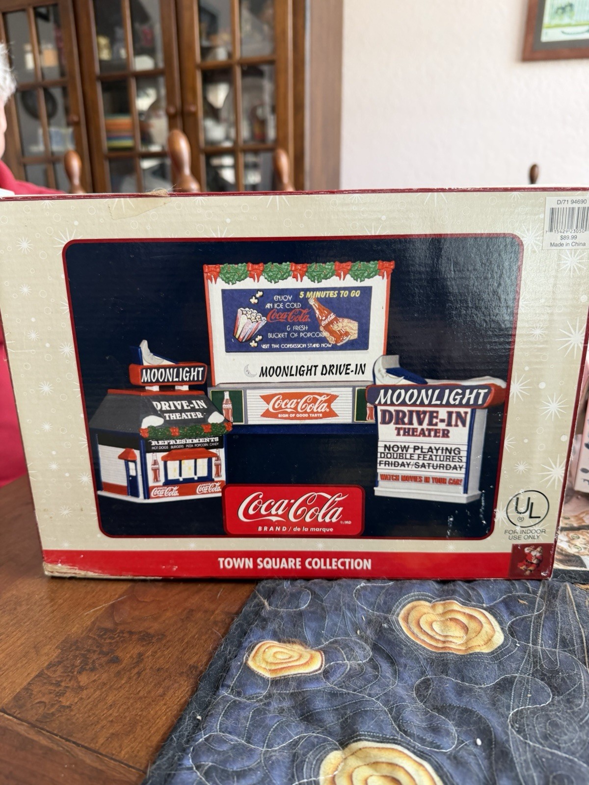 Coca-Cola Town Square Moonlight Drive-In 3pc Lighted Village Set w/Box