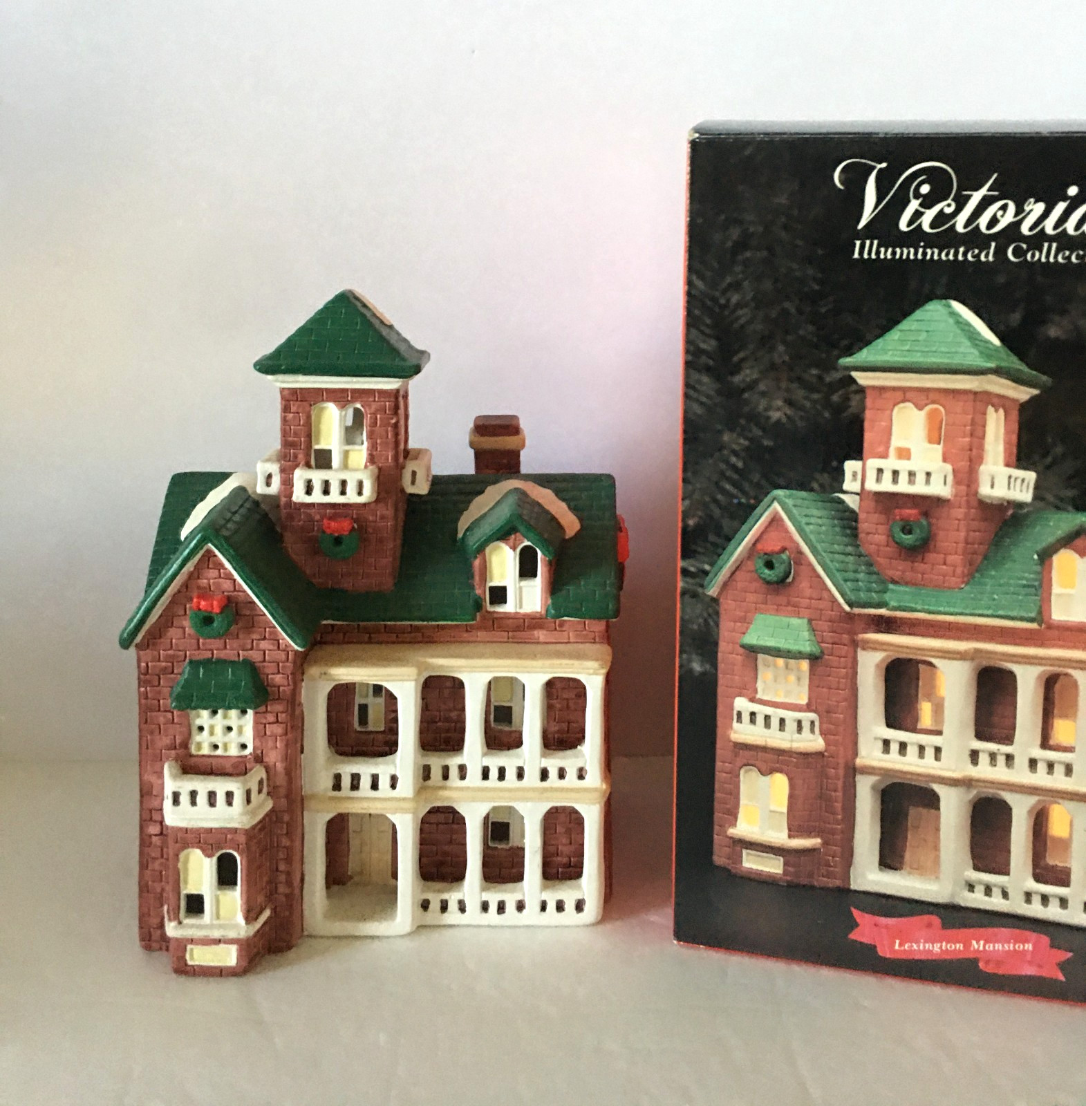 Victorian Lexington Mansion Hand Painted Lighted Village Santa’s Best Collection