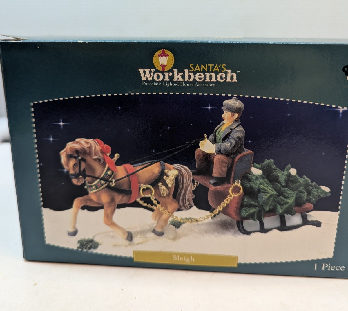 Santa Workbench Porcelain Lighted House Accessory SLEIGH 2003 with Box NIB