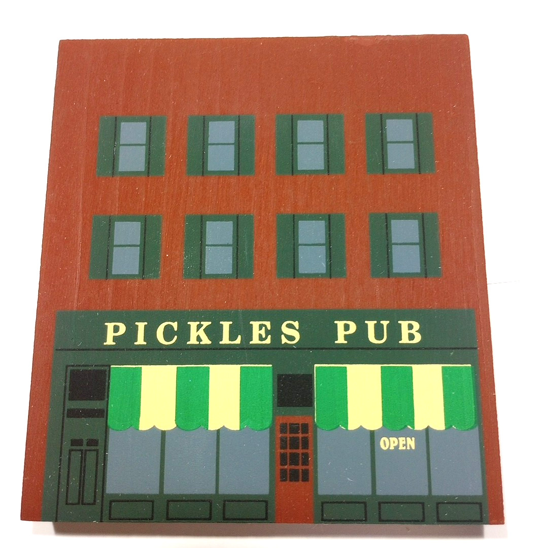 Vtg NOS 1992 Cat’s Meow 4.75In Pickles Pub, Wood, Series X 10 Retired 107