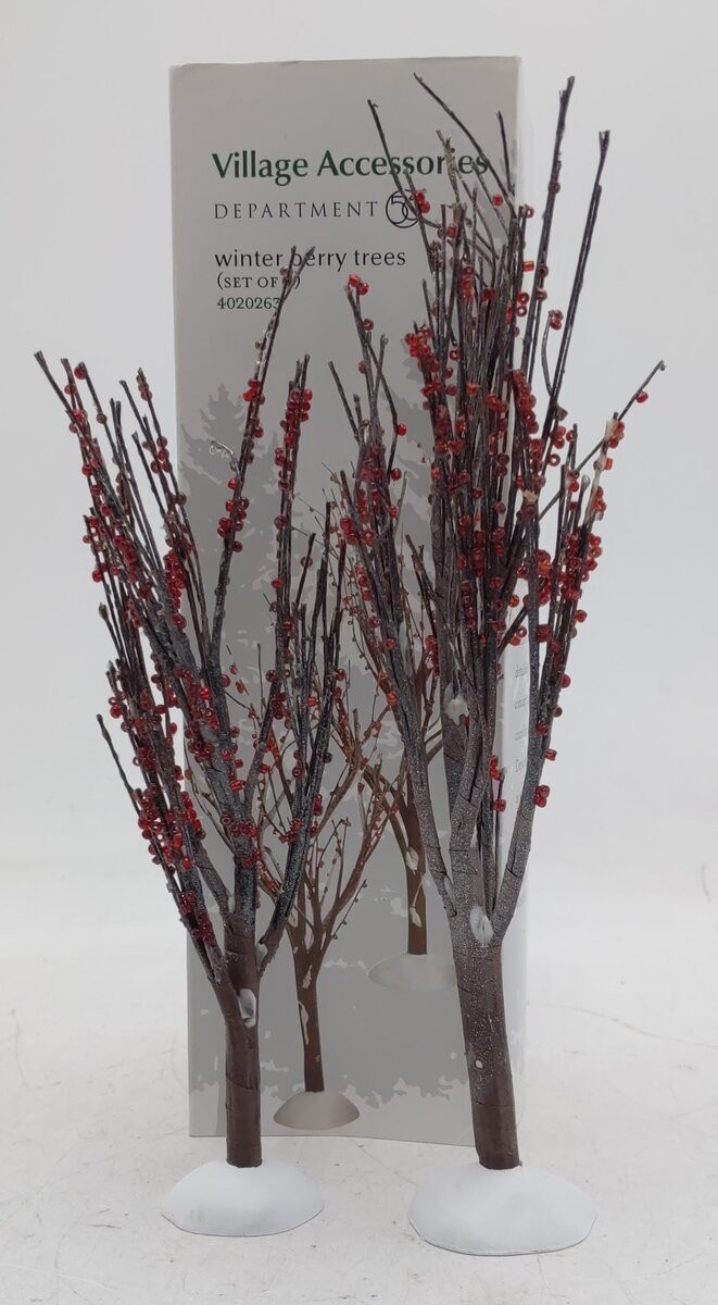 Dept 56 4020263 Village Accessories “Winter Berry Trees” (Set Of 2) EX/Box