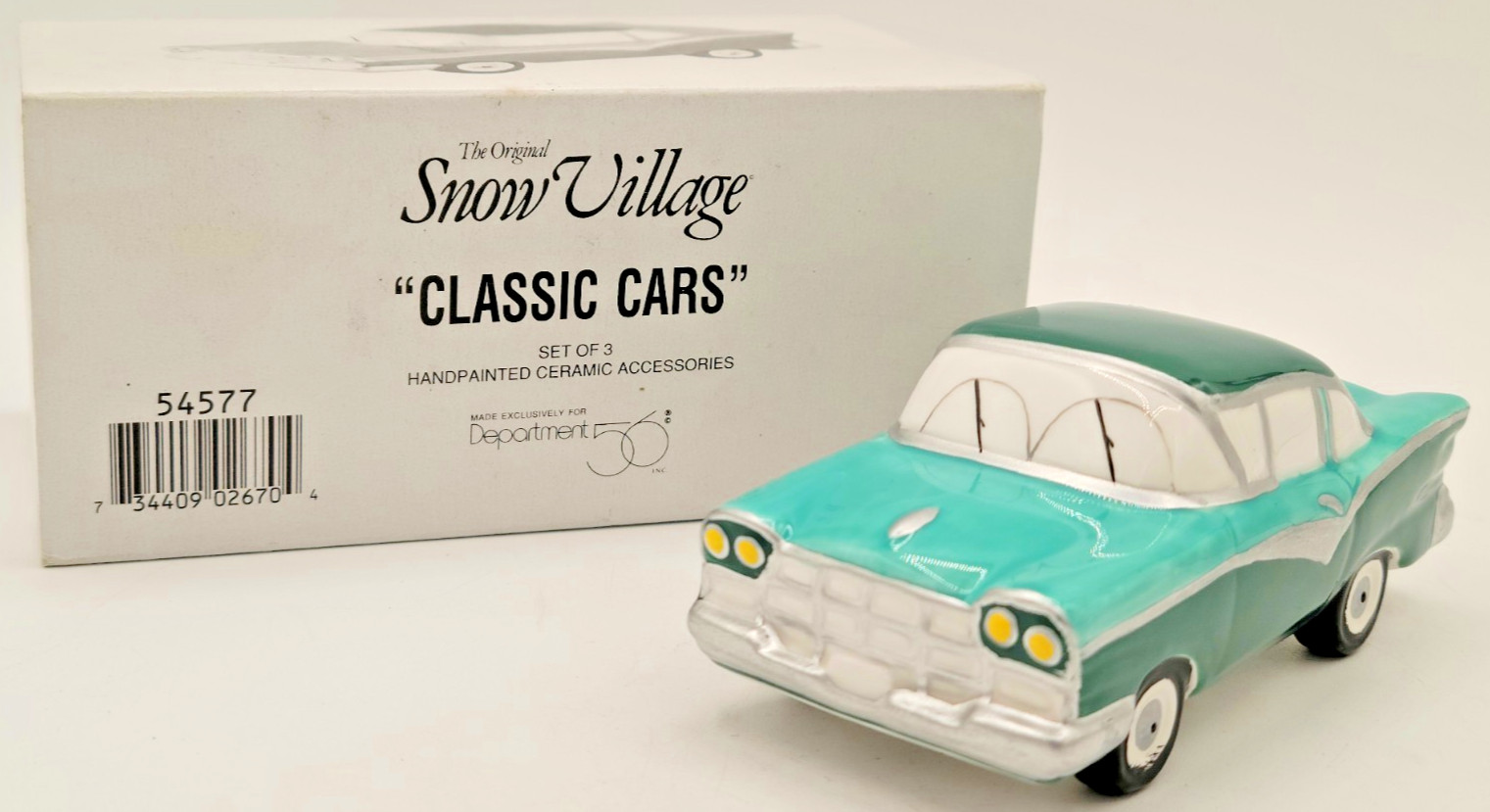 Dept 56 CLASSIC CARS Blue Green Sedan Snow Village Accessory 54577 Vintage
