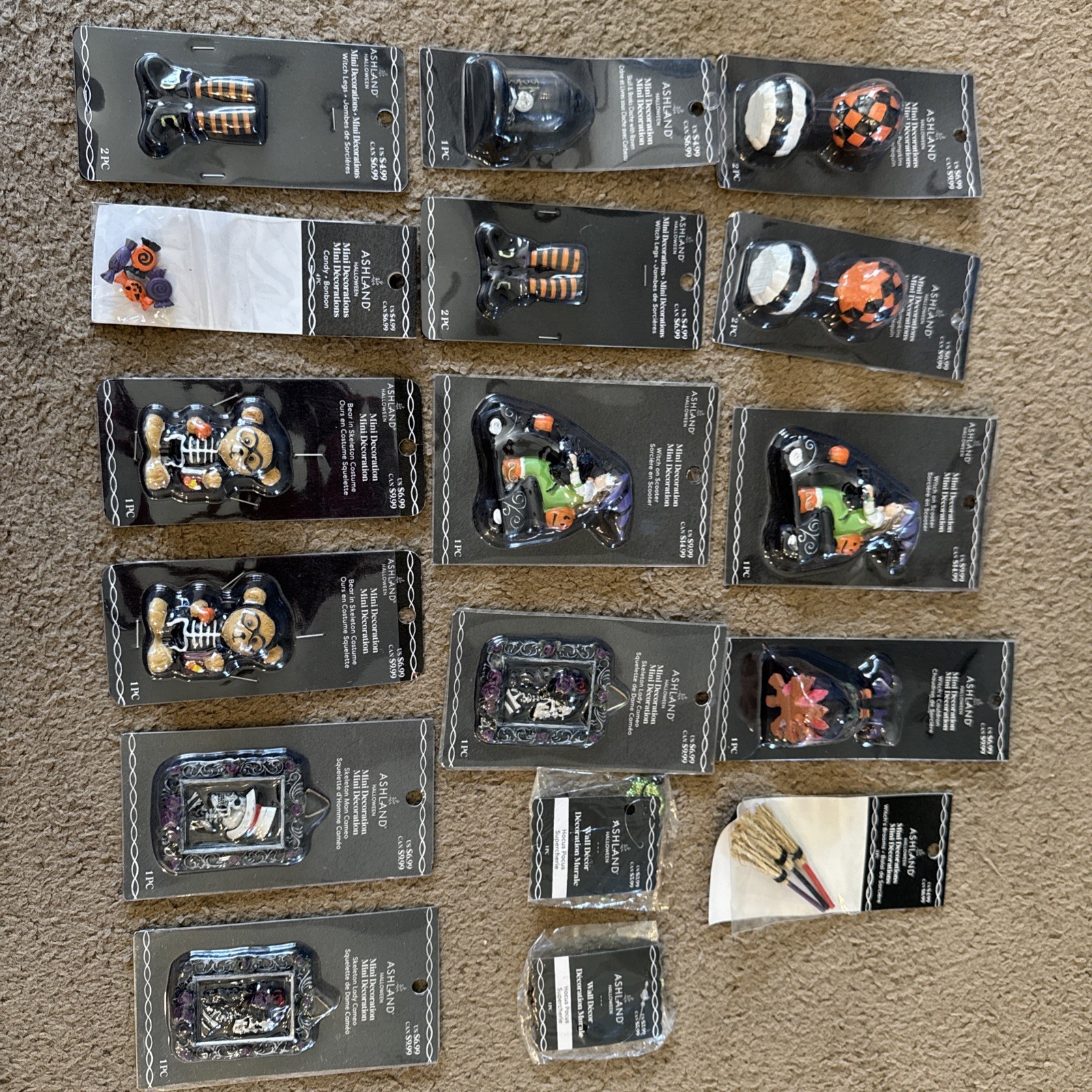 Lot Of 17 Ashland Halloween Mini Decorations Figurines Witch Cauldron Skeleton