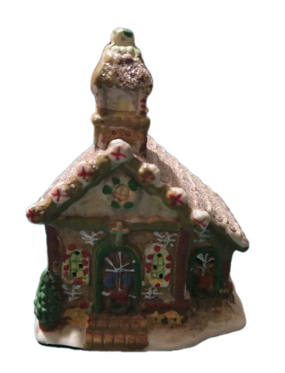 Gingerfrost Lane Gingerbread Church Ceramic Light Up Christmas 2005 – NO LIGHT