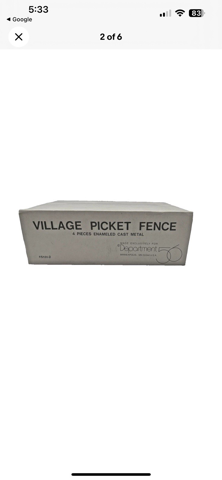 Dept 56 Village Picket Fence 4 Pieces Enameled Cast Metal #5101-2 White