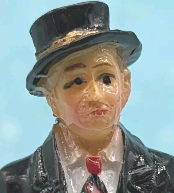 Holiday Time man briefcase newspaper glossy Christmas Village figure INV521