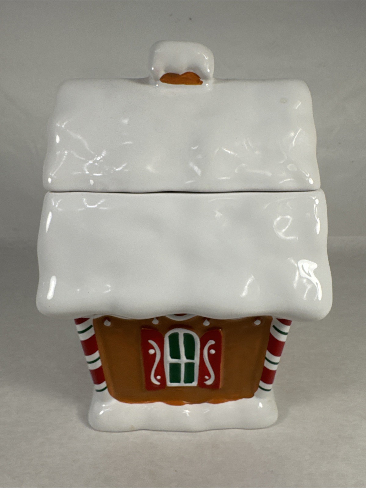 Telefloral Christmas Ceramic Gingerbread House Planter Cookie Jar 9” Tall
