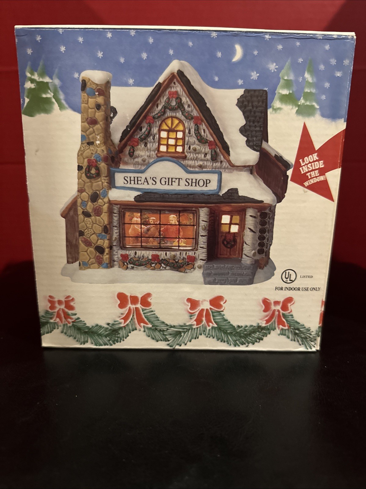 Holiday Style Lighted Hand Painted Ceramic Christmas Village Shea’s Gift Shop