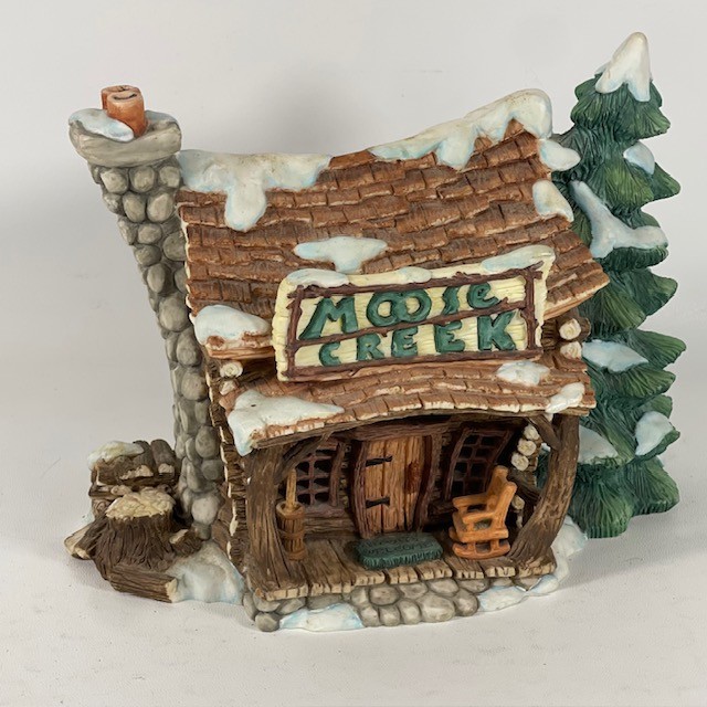 Enesco Moose Creek Lodge 1995 Cabin House Fig David Olsen Rustic Christmas Villa
