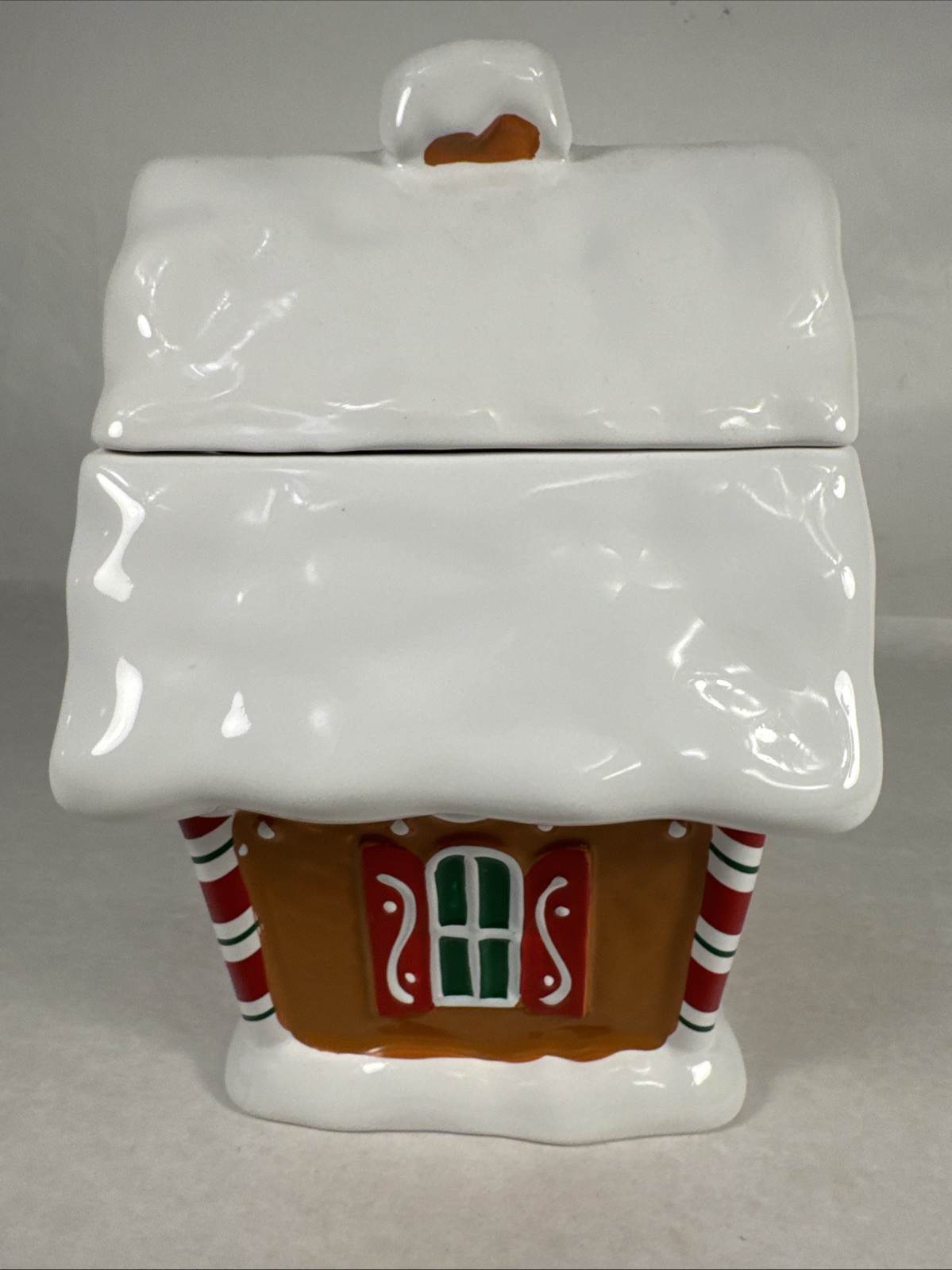 Telefloral Christmas Ceramic Gingerbread House Planter Cookie Jar 9” Tall