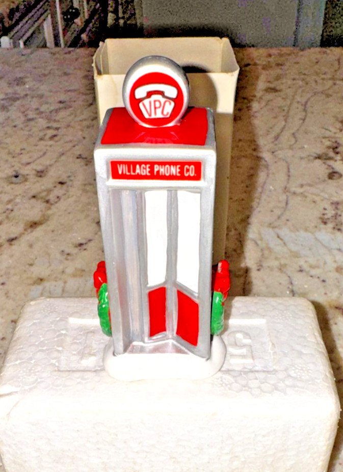 Department 56 Snow Village: “Village Phone Booth” w/ Box