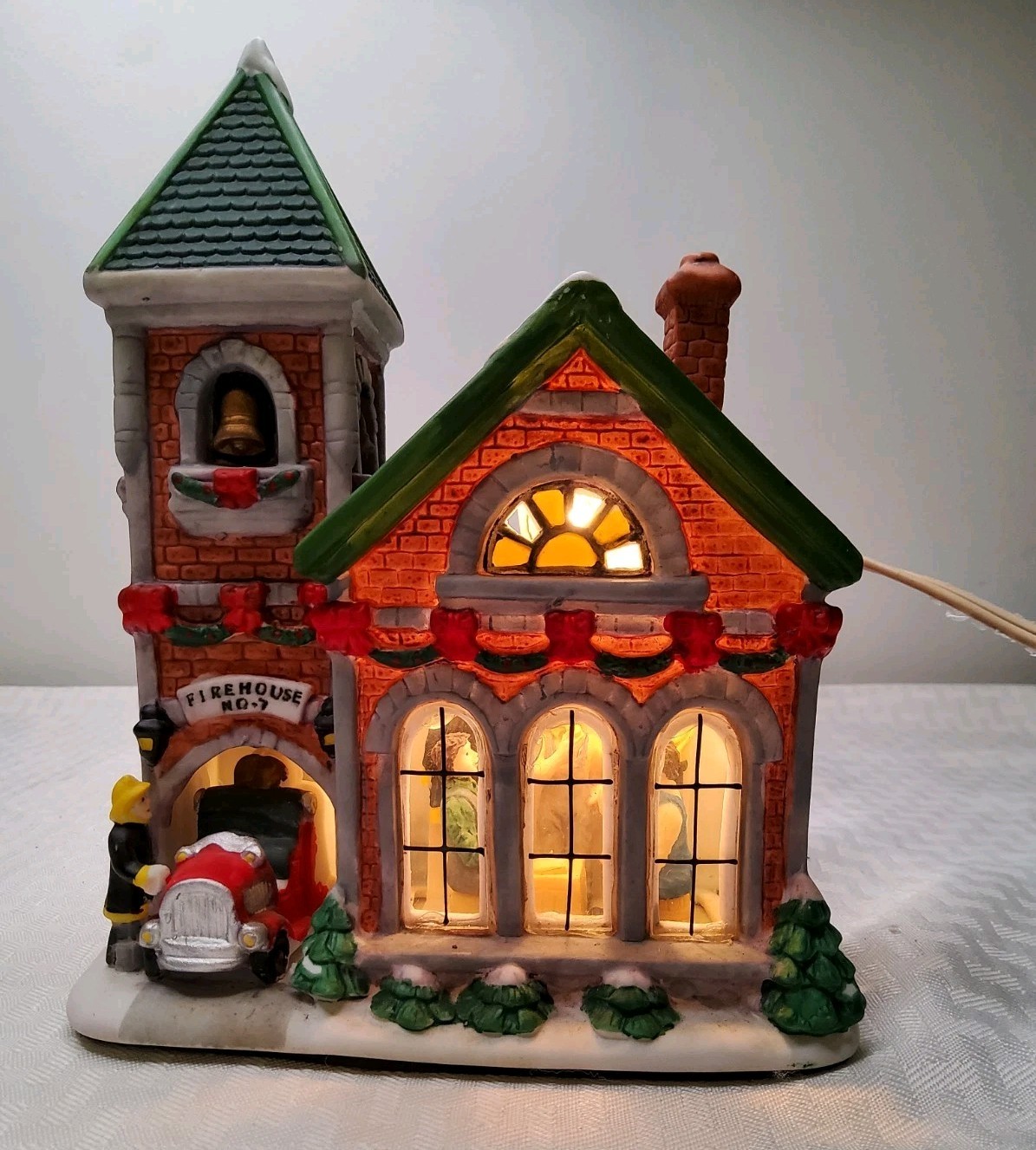 Victorian Village Collection Firehouse #7 Lighted 1998 Christmas House, (DR)