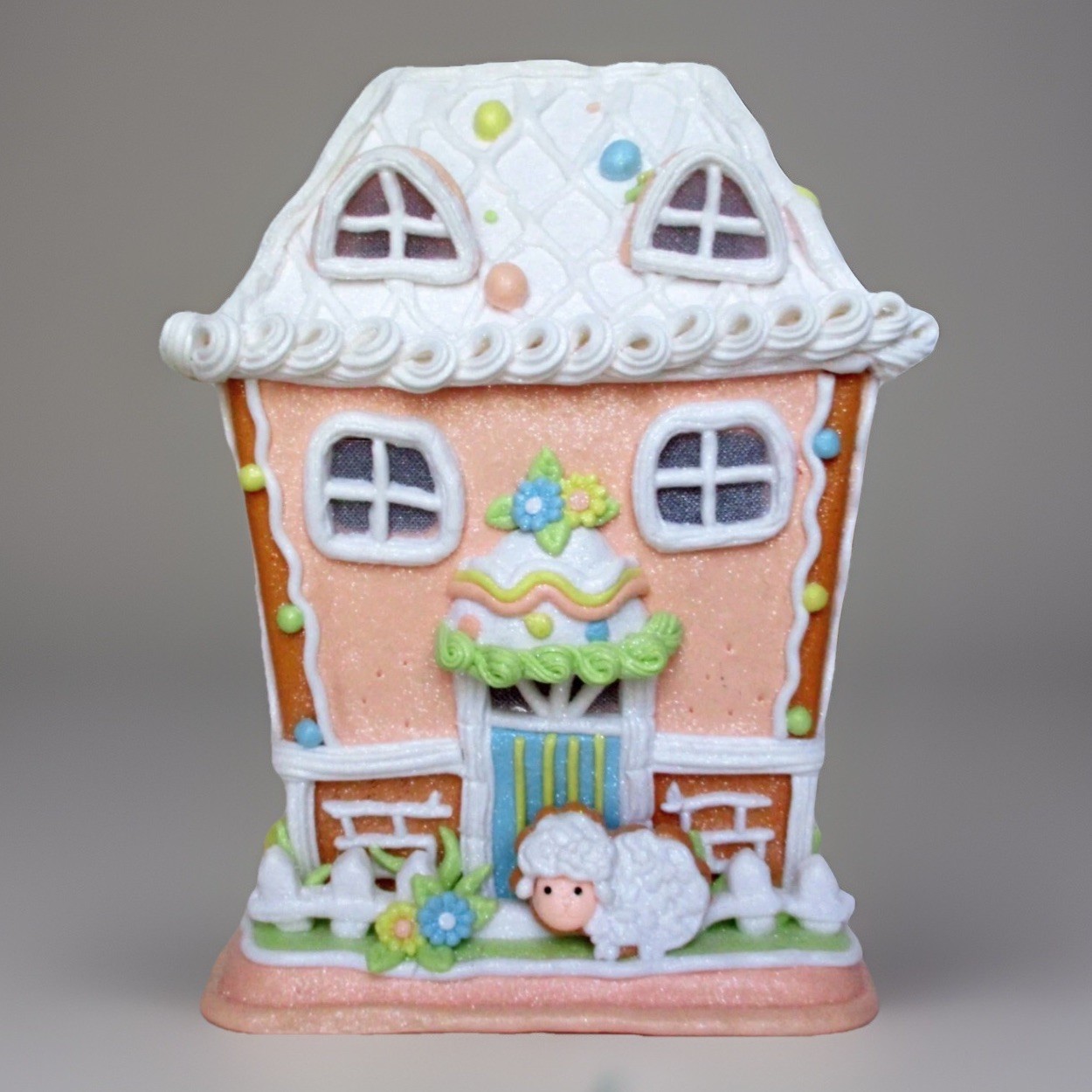 Cupcakes & Cashmere 12″ Light-Up Pastel Gingerbread House, Whimsical Decor
