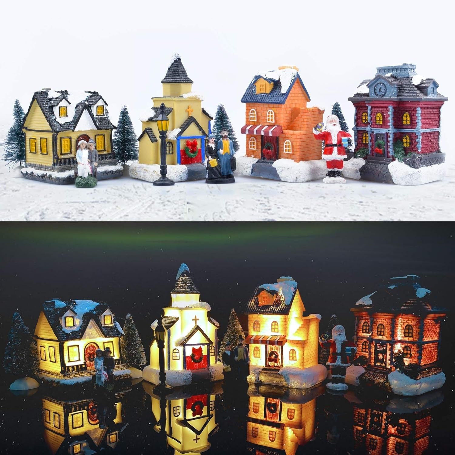 Christmas Village Sets-Christmas Decorations,LED Lighted Christmas Village Ho…