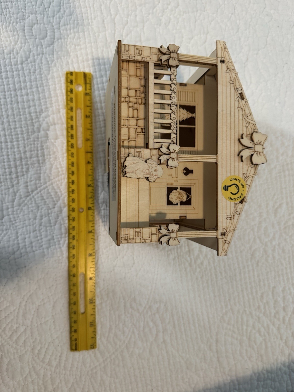 Hoarboeg brand DIY light-up wooden Christmas village house kit, Cabin