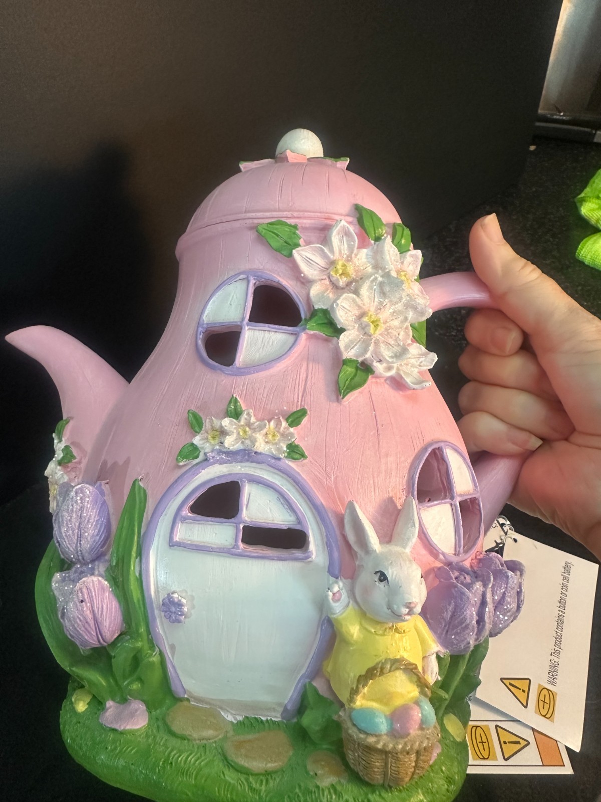 SPRING GATHERINGS LED Light Up Teapot House Easter Decor 10″H (NEW WITH TAG)