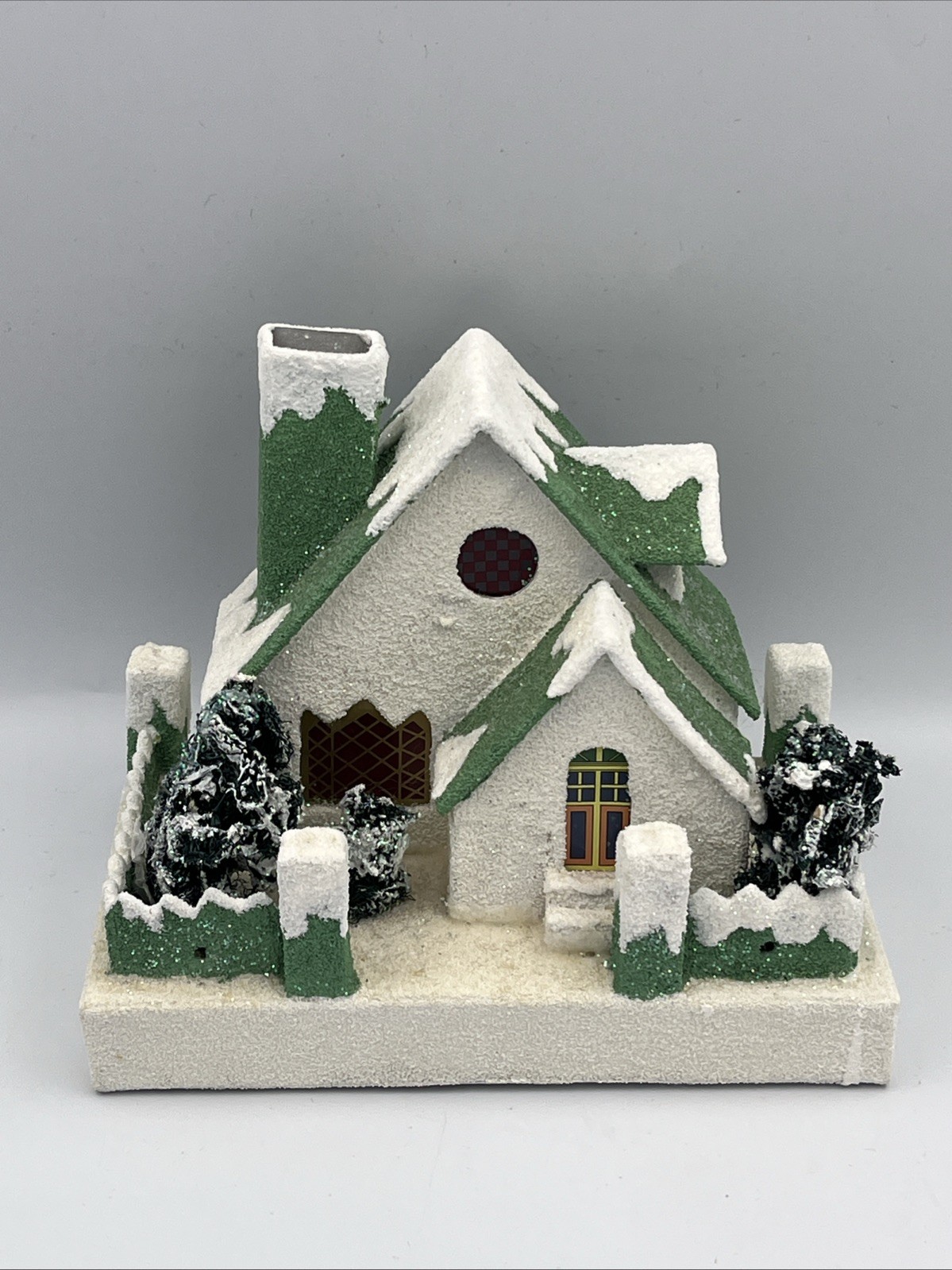 Christopher Radko Shiny Brite Green and White Putz House