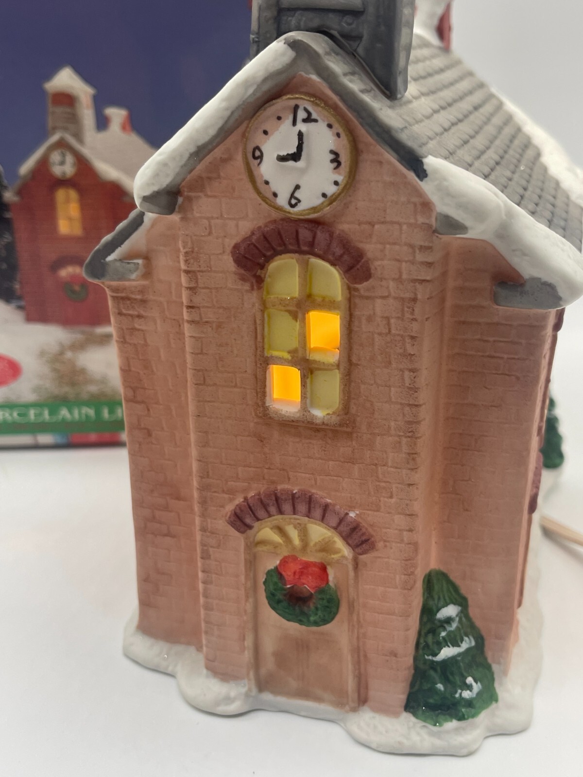 1989 Vintage Noma Dickensville Christmas Porcelain Lighted House Church School
