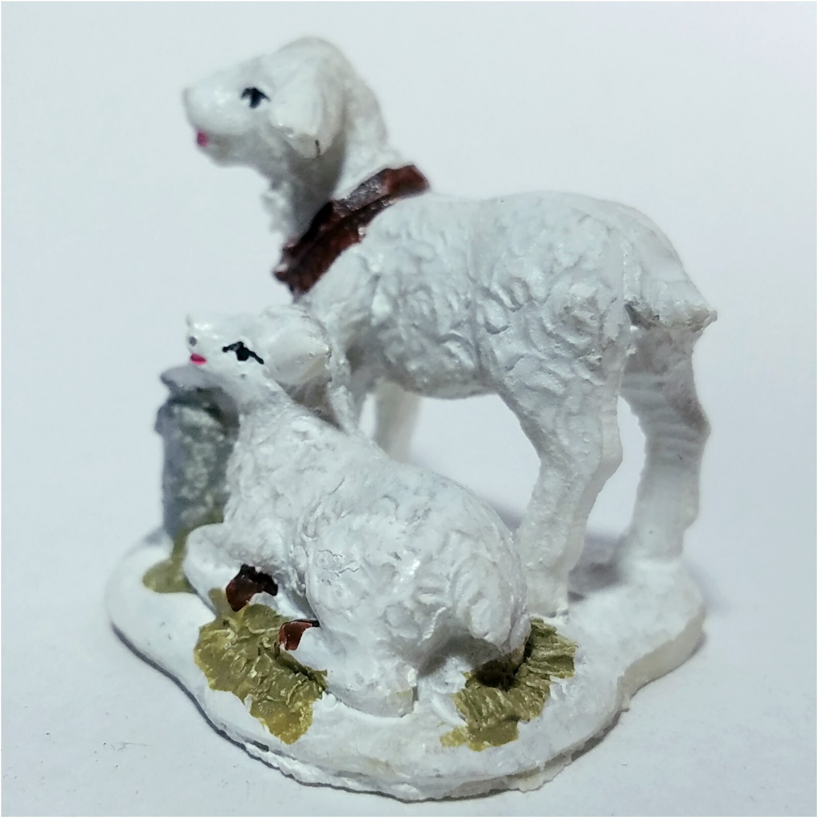 Feeding Lambs Milk Barrels Holidays Seasons Country Farm Scene Village Accessory