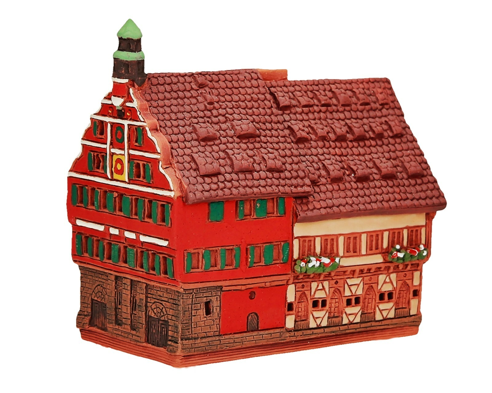 Ceramic Miniature House Cone Incense Burner Town Hall in Esslingen 11cm © Midene