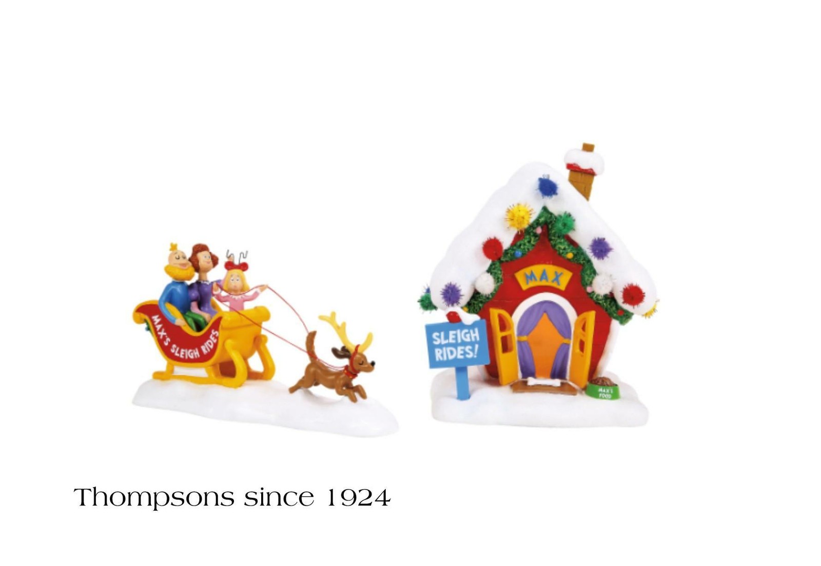 Department 56 Dr. Seuss Grinch Village Max’s Sleigh 2-Piece Light Up 6018383