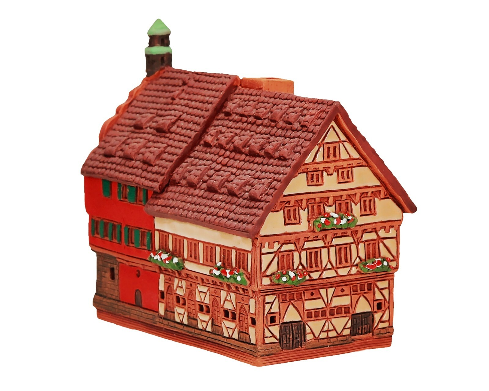 Ceramic Miniature House Cone Incense Burner Town Hall in Esslingen 11cm © Midene