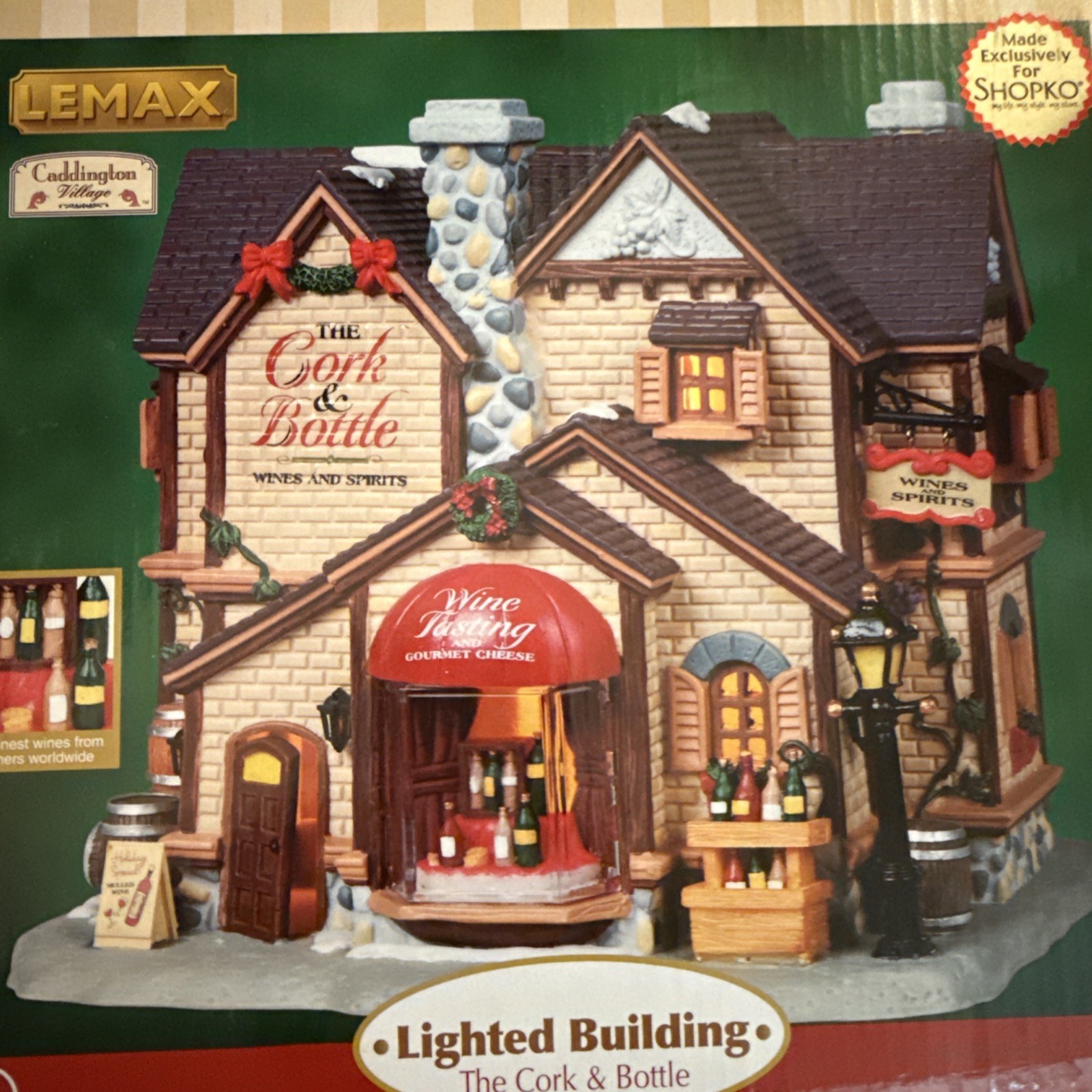 Lemax The Cork & Bottle Lighted Building 2008 Wine Spirits winery Tasting