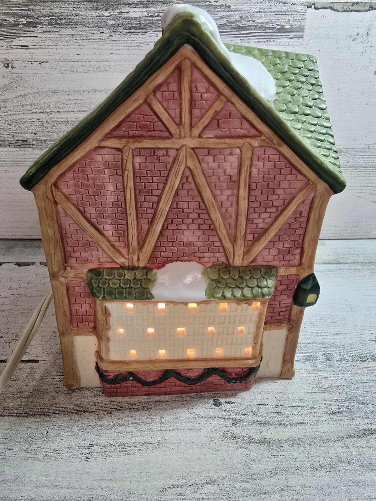 Vintage 1990 Rex & Lee Ceramic Lighted Christmas Village Toy Shop House Decor