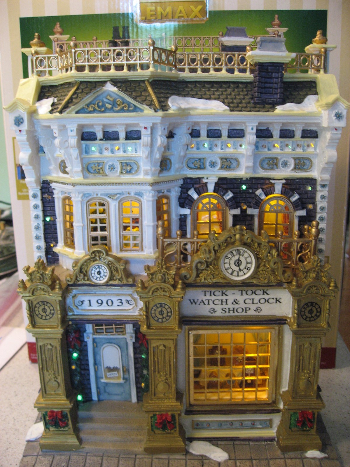 Lemax Essex Street Facade Tick-Tock Watch & Clock Shop Hanging Wall Setting