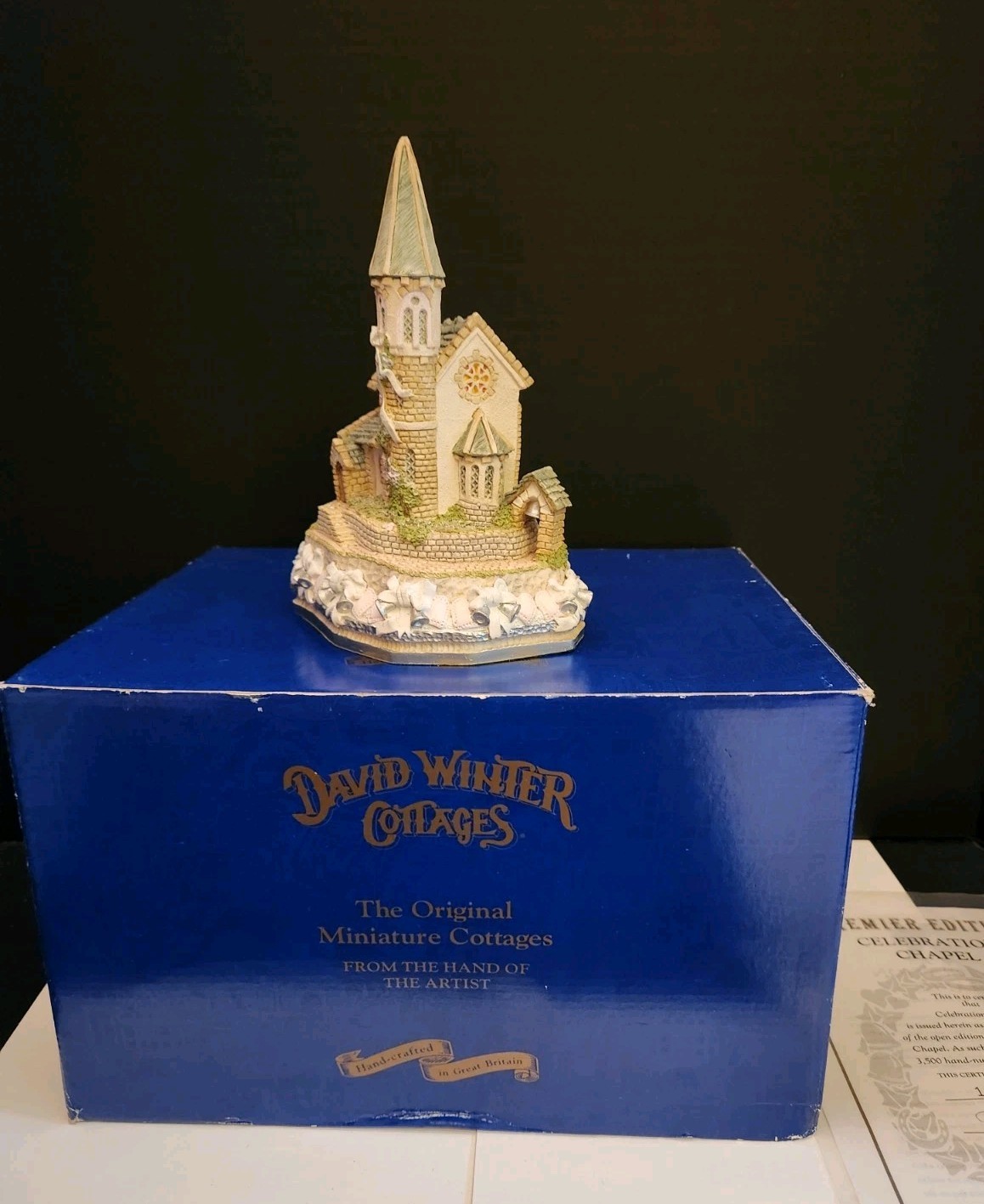 David Winter Cottages Celebration Chapel Wedding Church W/ Box 1994 LE 1939/3500