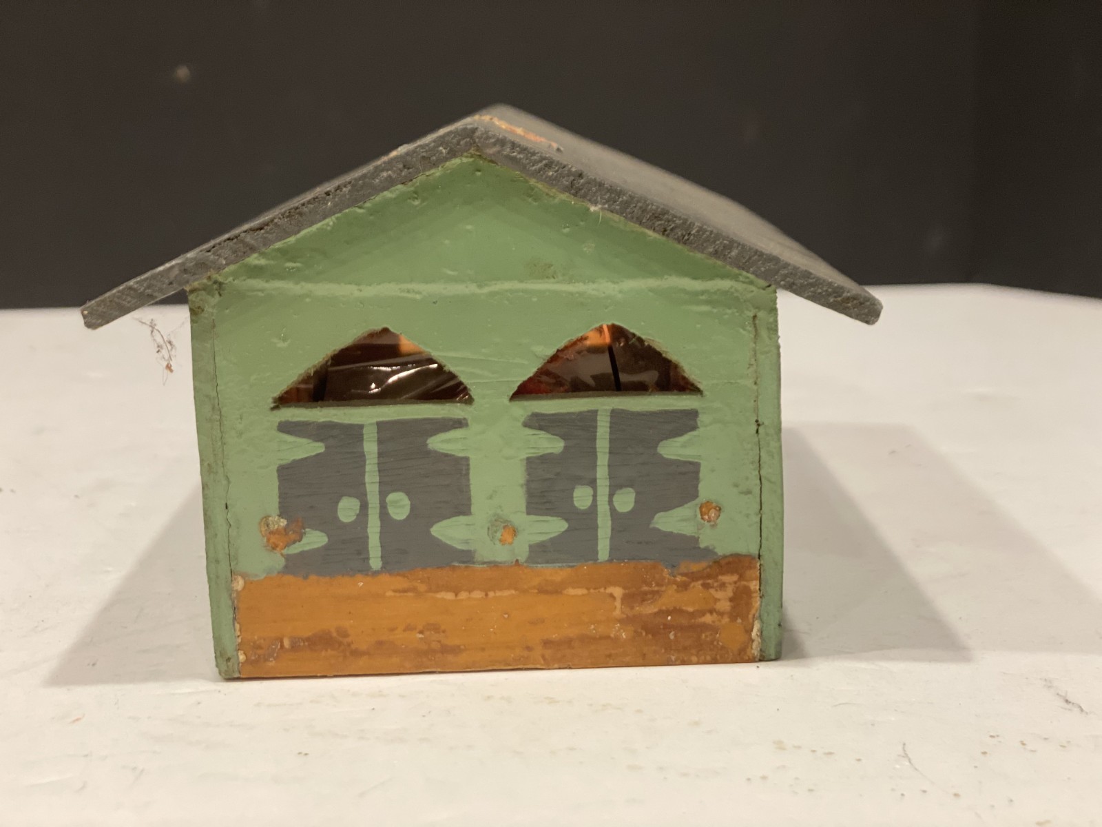 Antique Miniature Erzgebirge Putz Wooden Village House’s Farm Carved Animals