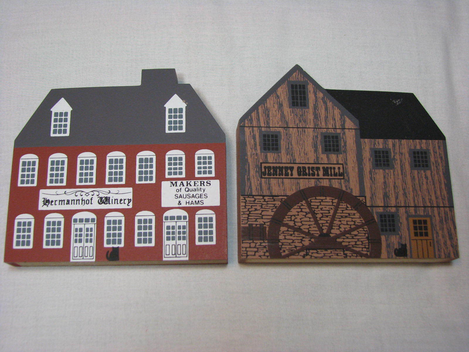 LOT Cats Meow Village Signed Faline Tradesman Series Winery Mill Candy Wheel Co
