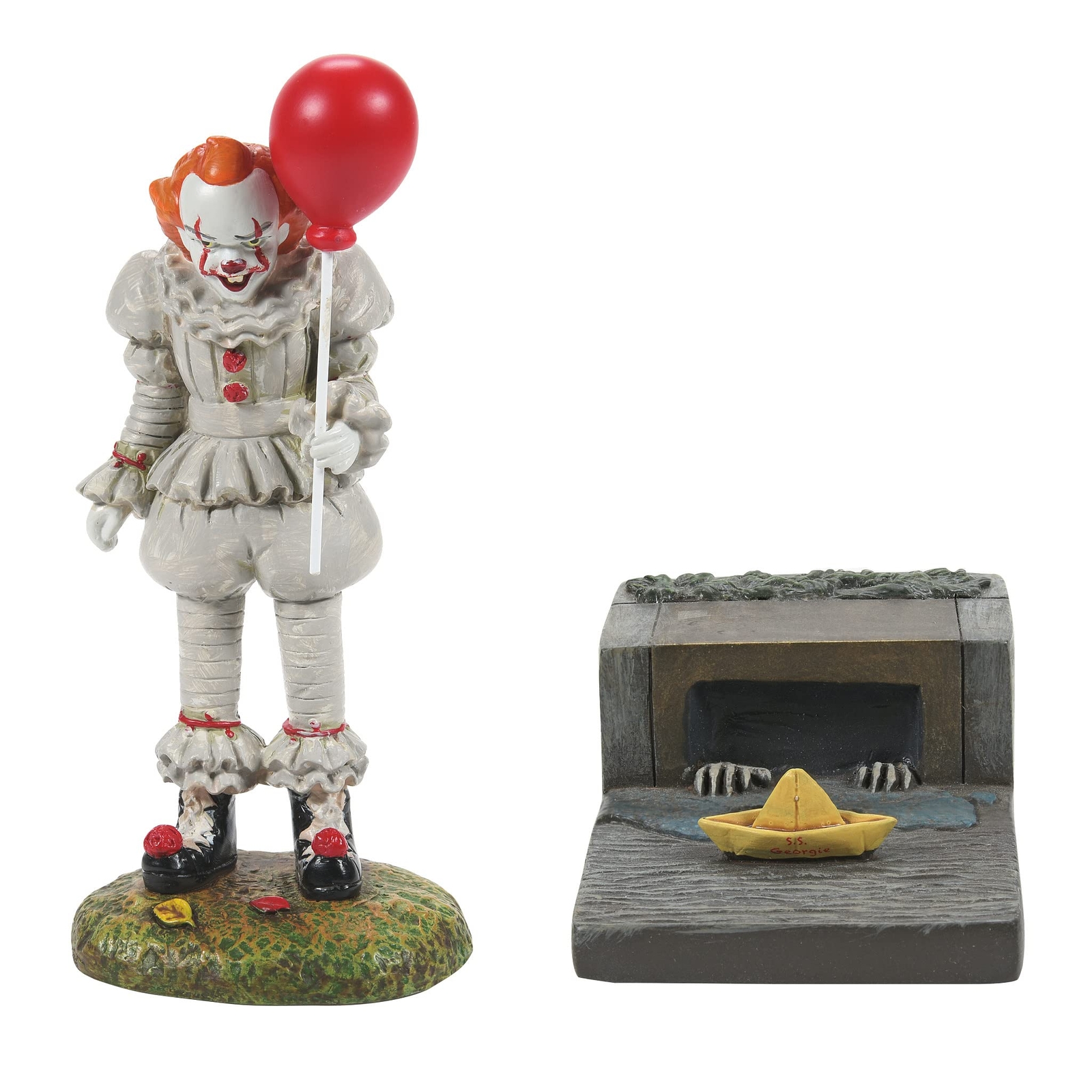 Dept 56 Snow Village Halloween IT Pennywise and The S.S. Georgie Figurine Set