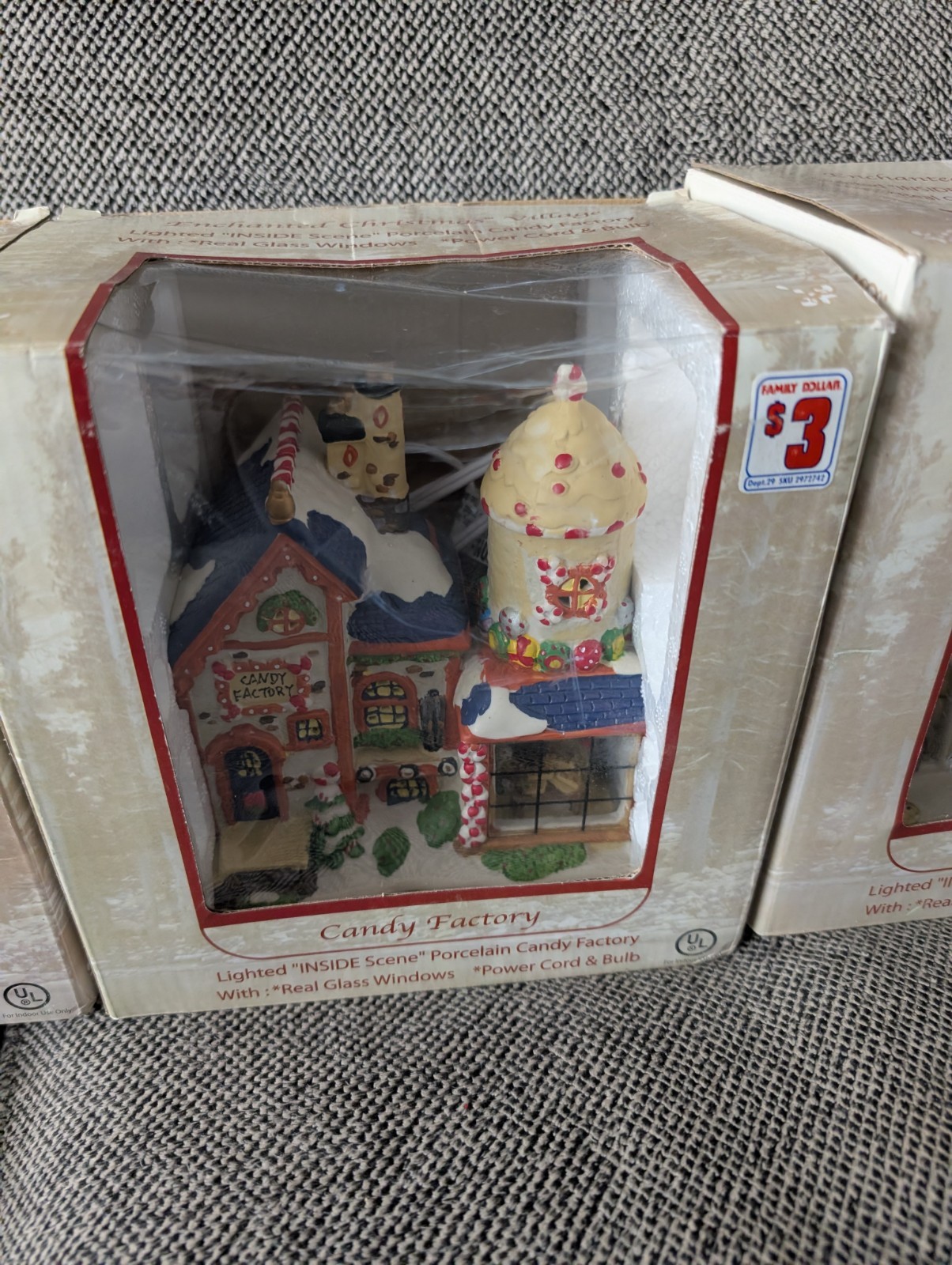 Vintage Enchanted Christmas Village Set Of 4 Approx. 6″ x 7″ x 4″ w/box
