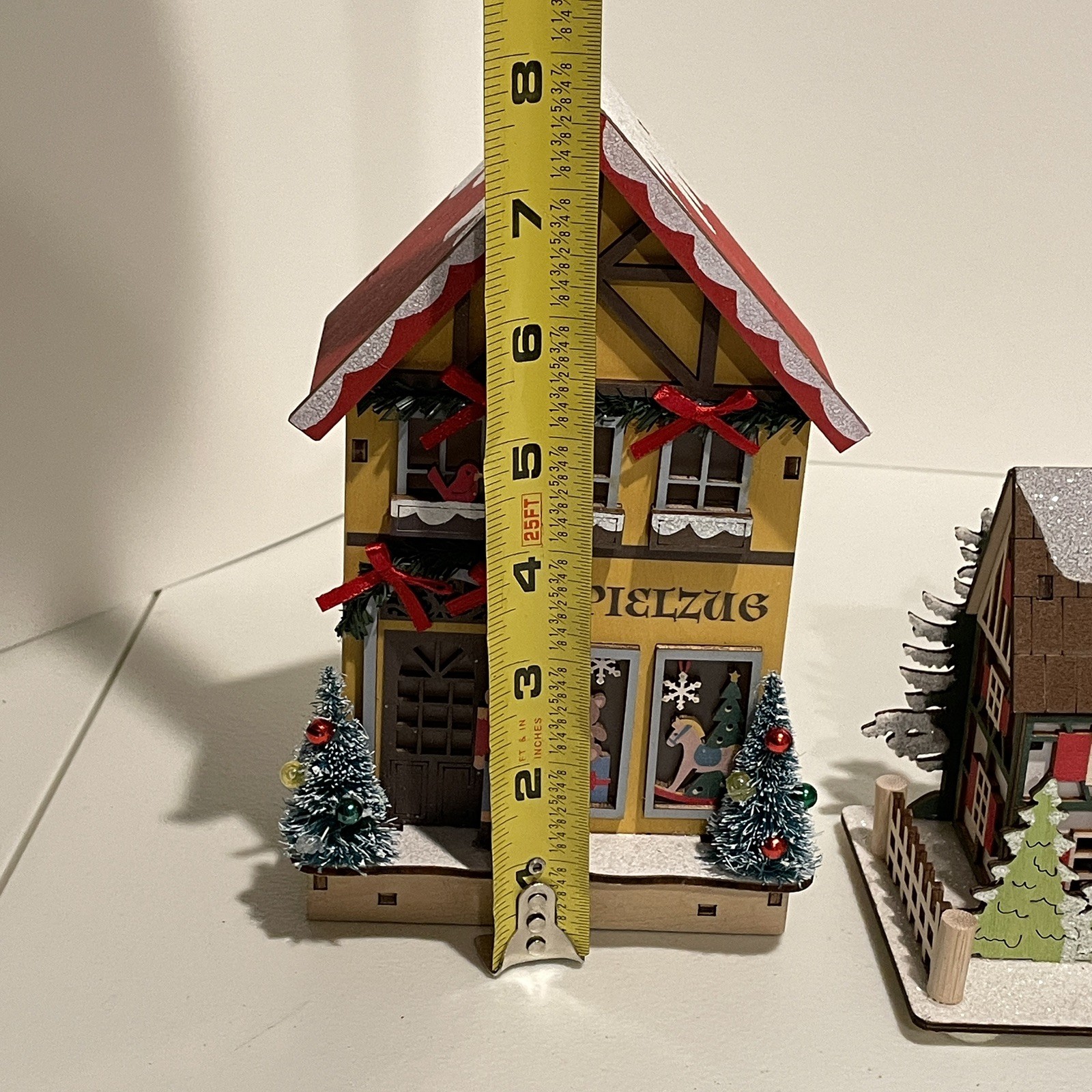 World Market Laser Cut Wood LED Shop Christmas Village German Toy Shop Houses