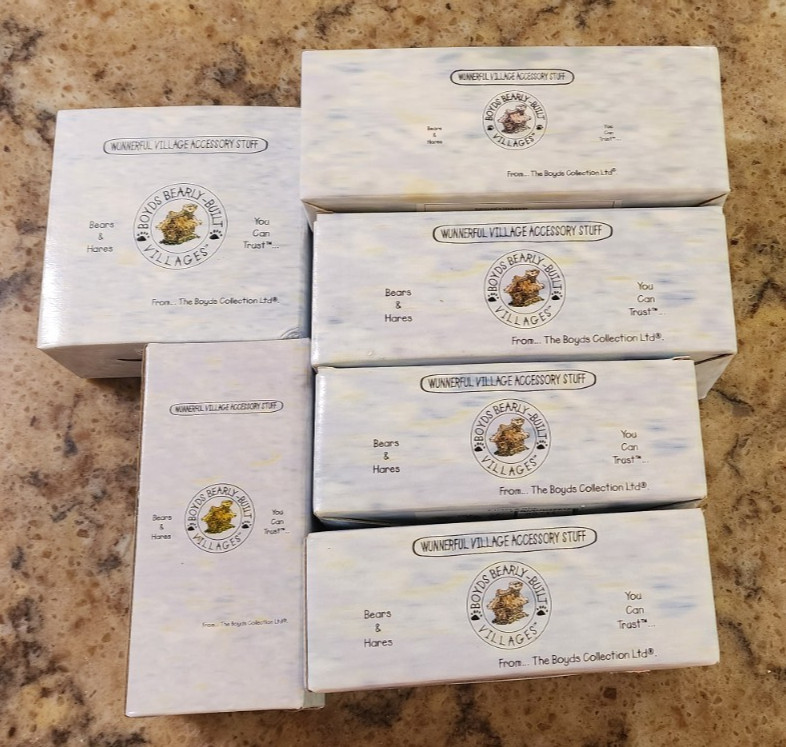 BOYDS BEARLY-BUILT VILLAGE ACCESSORIES Boyds Town Lot Of 6 F