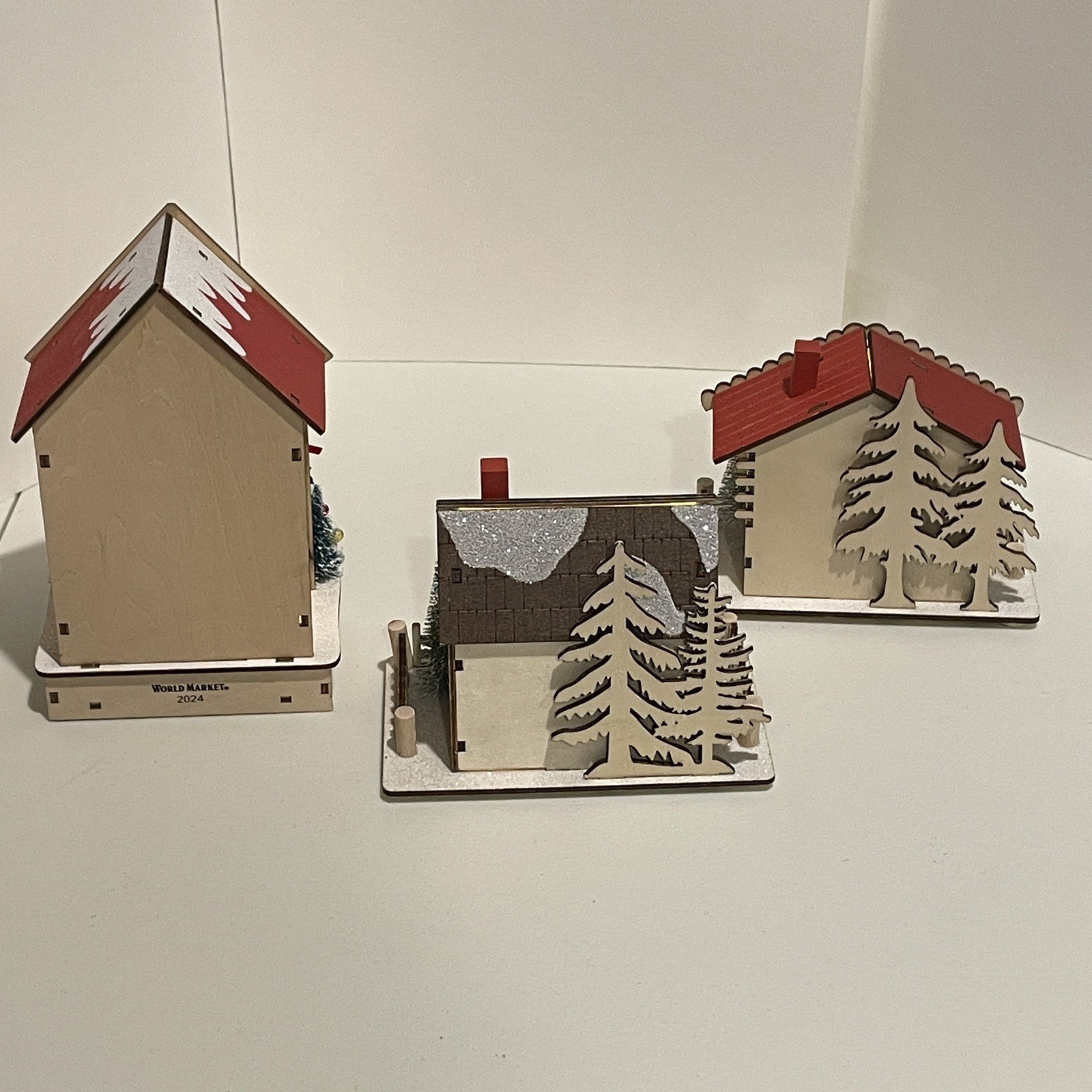 World Market Laser Cut Wood LED Shop Christmas Village German Toy Shop Houses