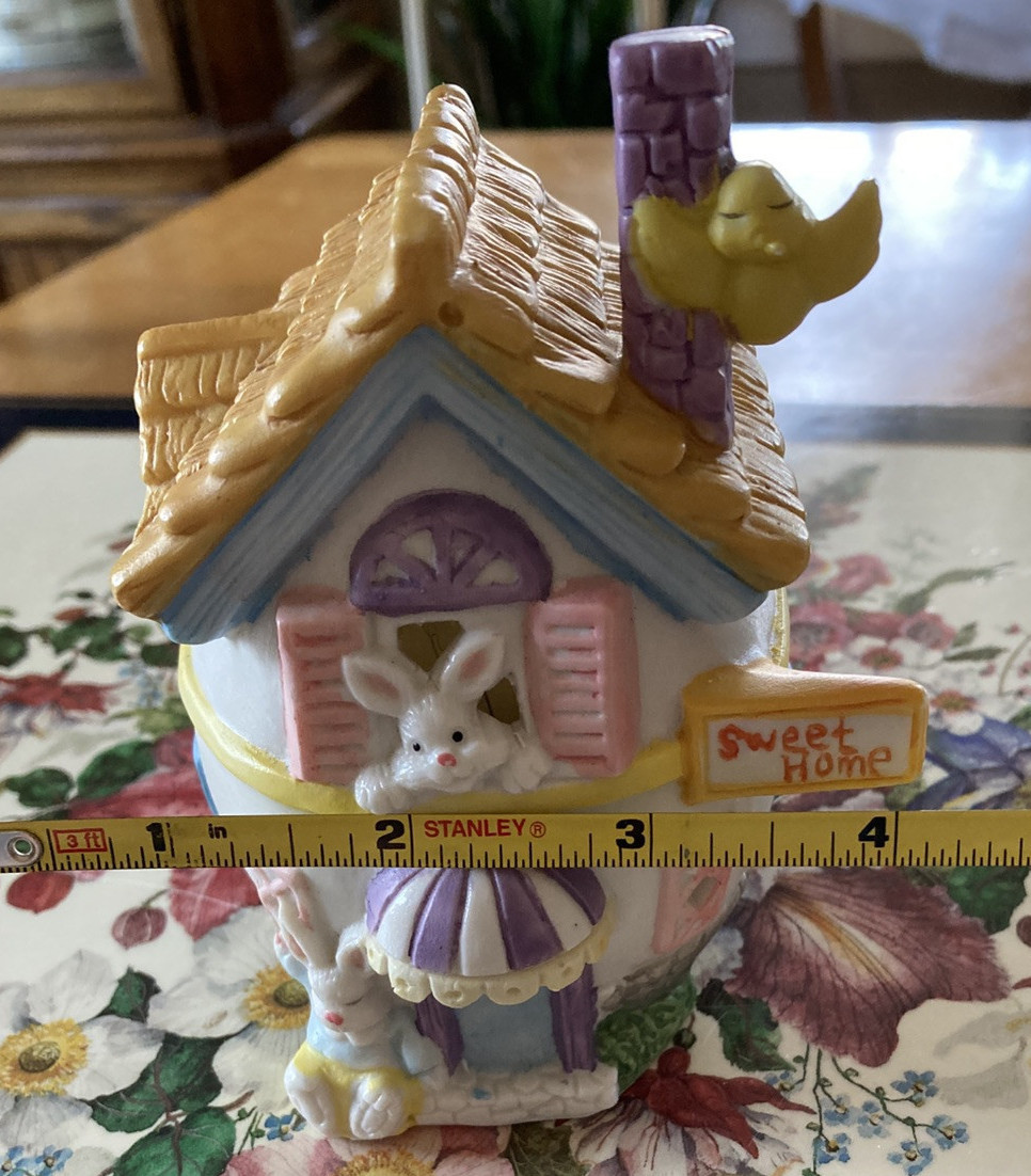 Brinn’s Easter Egg Bunny Sweet Home Handpainted Porcelain Electric Nightlight