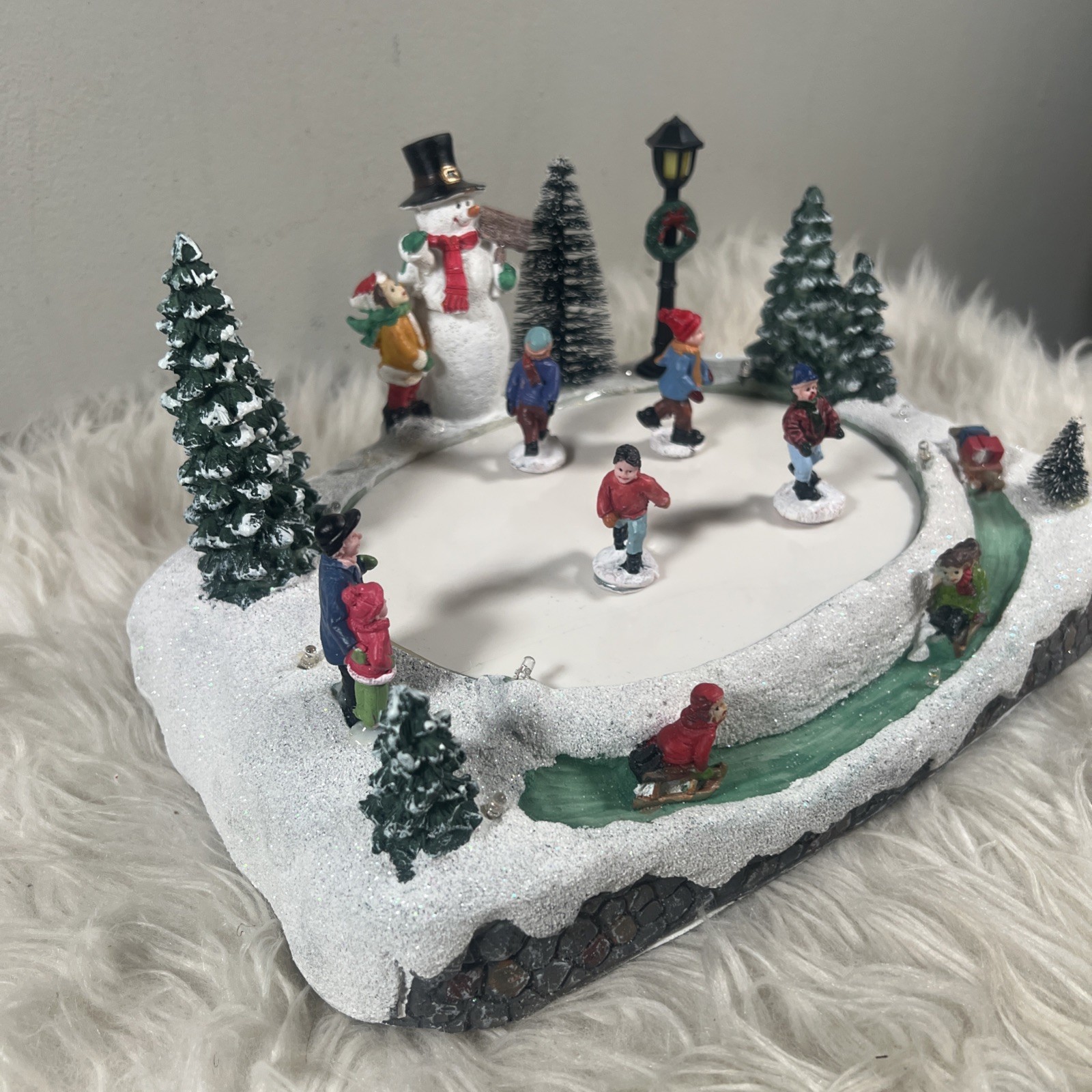 Christmas Village Skating Pond Animated Lighted Musical Snow Village Perfect