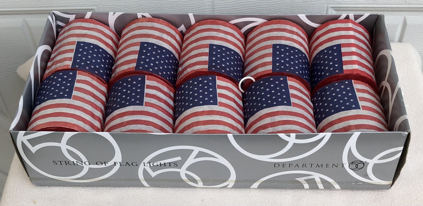 Department 56 Lantern String Lights Village 4th July AMERICAN FLAG Patriotic